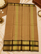 Caramel Brown 120 Count Cotton Saree with Dark Brown Gold Zari Border