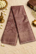 Wine Purple Silk Saree with Floral Zari Jacquard Design