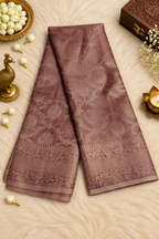 Wine Purple Silk Saree with Floral Zari Jacquard Design