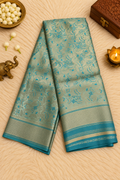 Ice Blue Silk Saree with Silver Zari Weave