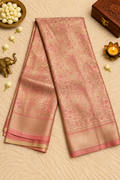 Blush Pink & Rose Gold Zari Silk Saree