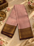 Dusty Rose Pink Silk Saree with Maroon & Antique Gold Zari Border