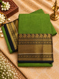Green & Black Saree with Gold Zari Border